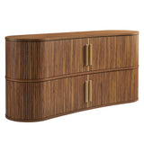 Dingle 63" Curved Fluted Sideboard Buffet Cabinet in Walnut