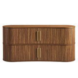 Dingle 63" Curved Fluted Sideboard Buffet Cabinet in Walnut