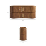 Dingle 63" Curved Fluted Sideboard Buffet Cabinet in Walnut