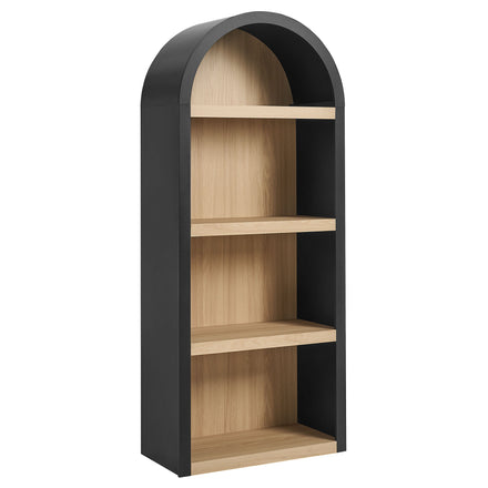 Caleb 4 Arched Display Shelf Bookcase in Black