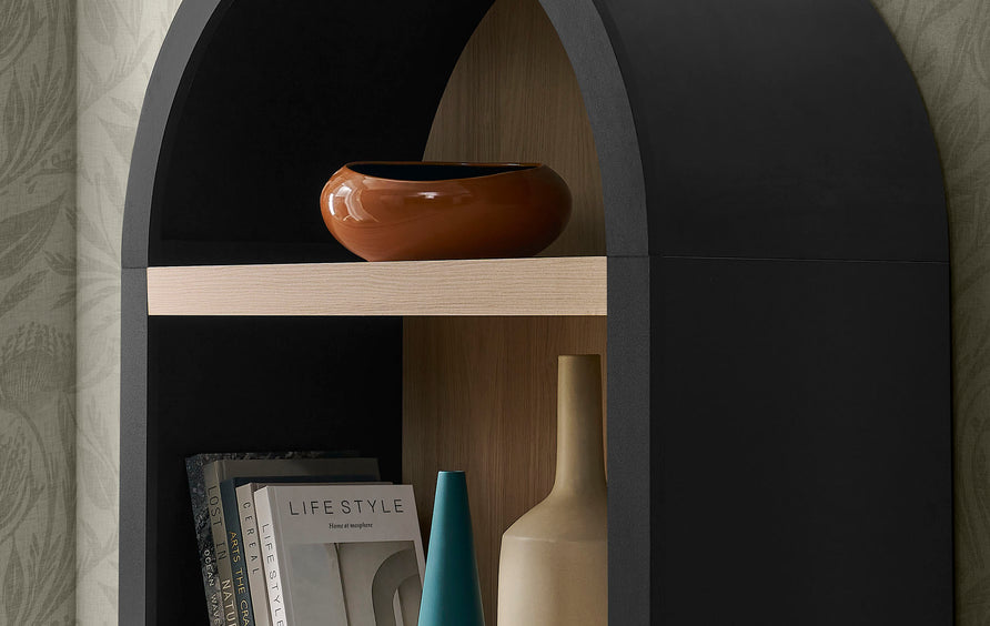 Ffion 4 Arched Display Shelf Bookcase in Black