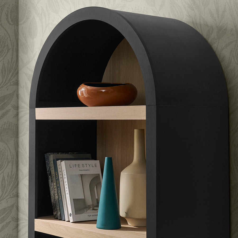 Ffion 4 Arched Display Shelf Bookcase in Black