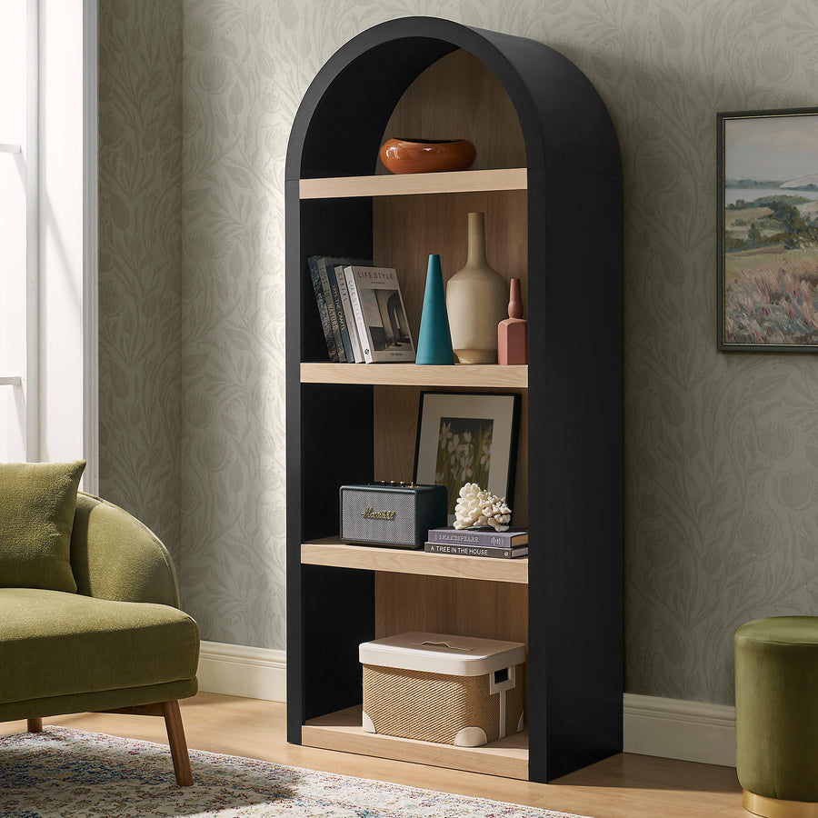 Ffion 4 Arched Display Shelf Bookcase in Black