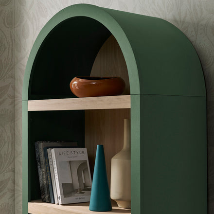 Caleb 4 Arched Display Shelf Bookcase in Hunter Green