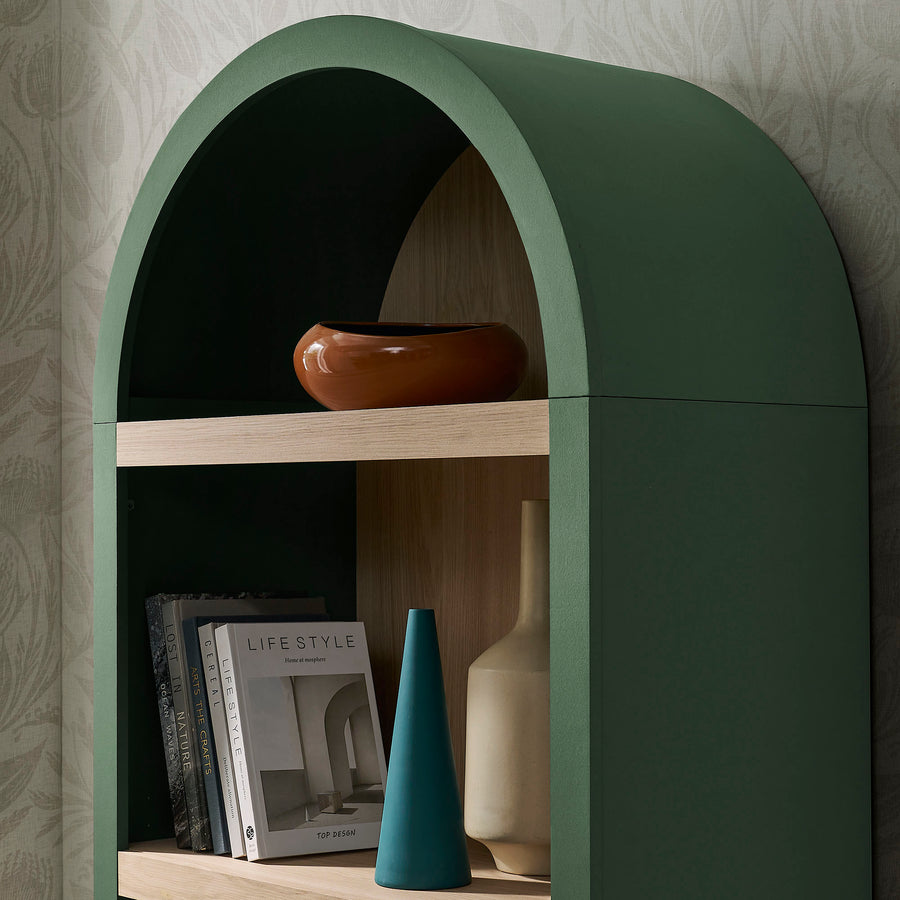 Ffion 4 Arched Display Shelf Bookcase in Hunter Green