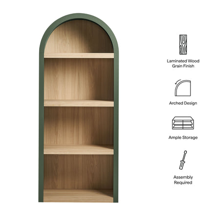 Caleb 4 Arched Display Shelf Bookcase in Hunter Green