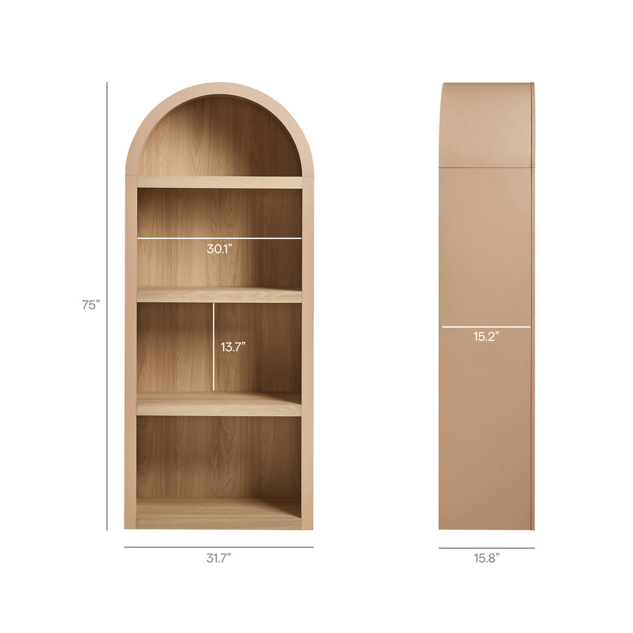 Ffion 4 Arched Display Shelf Bookcase in Tan