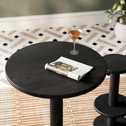 Neo 31 Inch Round Indoor - Outdoor Patio Patio Wood Bar Table in Black
