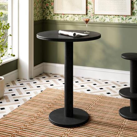 Neo 31 Inch Round Indoor - Outdoor Patio Patio Wood Bar Table in Black