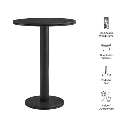 Neo 31 Inch Round Indoor - Outdoor Patio Patio Wood Bar Table in Black