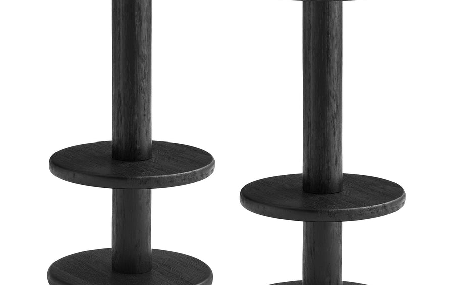 Chambray 15 Inch Round Indoor - Outdoor Patio Patio Wood Bar Stools in Black