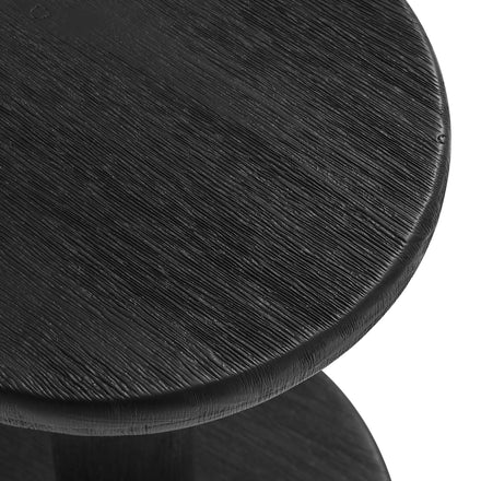 Neo 15 Inch Round Indoor - Outdoor Patio Patio Wood Bar Stools in Black