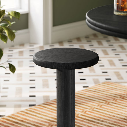 Neo 15 Inch Round Indoor - Outdoor Patio Patio Wood Bar Stools in Black