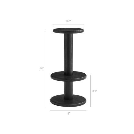 Neo 15 Inch Round Indoor - Outdoor Patio Patio Wood Bar Stools in Black