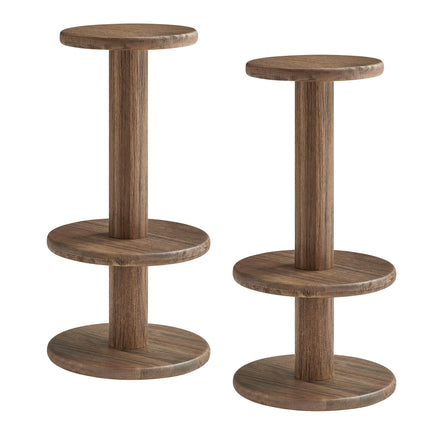 Neo 3-Piece Round Indoor - Outdoor Patio Patio Wood Bar Table And Stool Set in Cocoa Brown