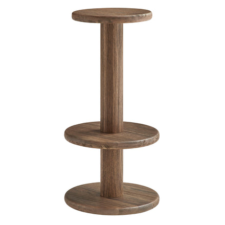 Neo 15 Inch Round Indoor - Outdoor Patio Patio Wood Bar Stools in Cocoa Brown