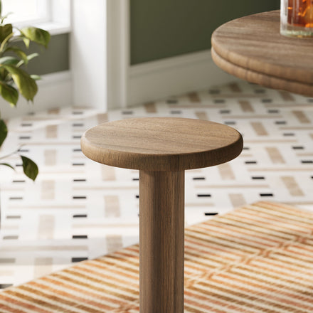 Neo 15 Inch Round Indoor - Outdoor Patio Patio Wood Bar Stools in Cocoa Brown