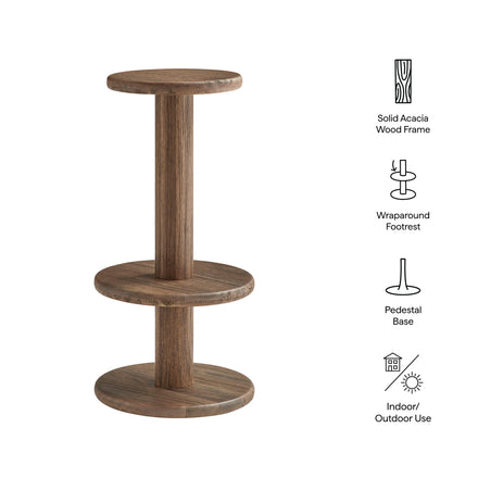 Neo 15 Inch Round Indoor - Outdoor Patio Patio Wood Bar Stools in Cocoa Brown