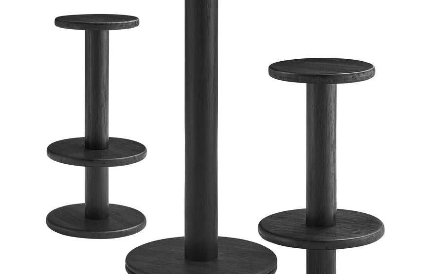 Chambray 3-Piece Round Indoor - Outdoor Patio Patio Wood Bar Table And Stool Set in Black