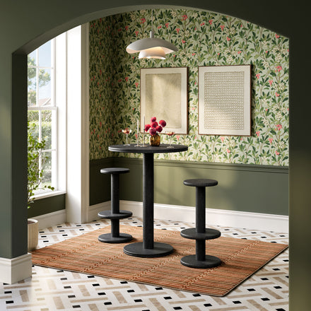 Neo 3-Piece Round Indoor - Outdoor Patio Patio Wood Bar Table And Stool Set in Black