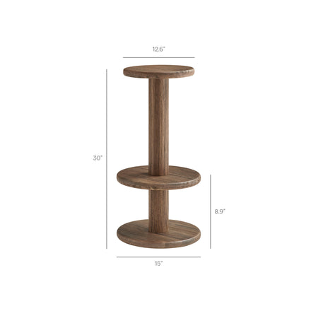 Neo 3-Piece Round Indoor - Outdoor Patio Patio Wood Bar Table And Stool Set in Cocoa Brown