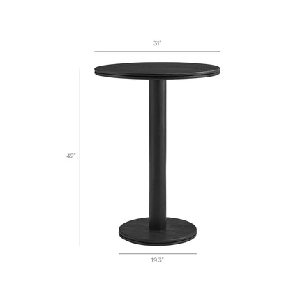 Neo 5-Piece Round Indoor - Outdoor Patio Round Patio Bar Table And Stool Set in Black
