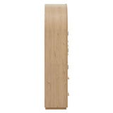 Lismore 76 Inch Arched Kitchen Pantry Display Cabinet in Light Oak