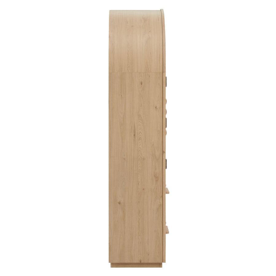 Lismore 76 Inch Arched Kitchen Pantry Display Cabinet in Light Oak