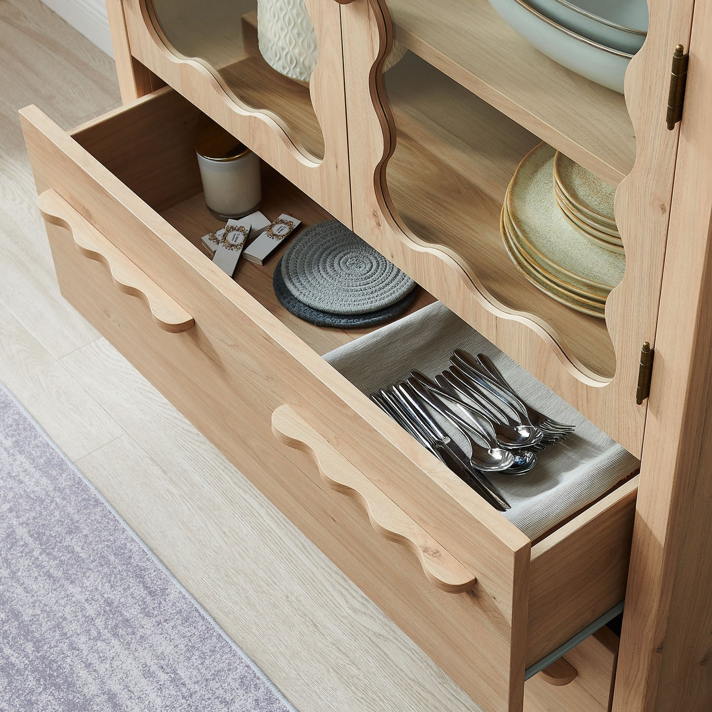 Rory 76 Inch Arched Kitchen Pantry Display Cabinet by Furniture for America