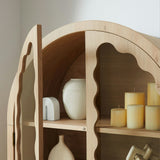 Lismore 76 Inch Arched Kitchen Pantry Display Cabinet in Light Oak