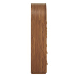 Lismore 76 Inch Arched Kitchen Pantry Display Cabinet in Walnut