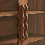 Lismore 76 Inch Arched Kitchen Pantry Display Cabinet in Walnut