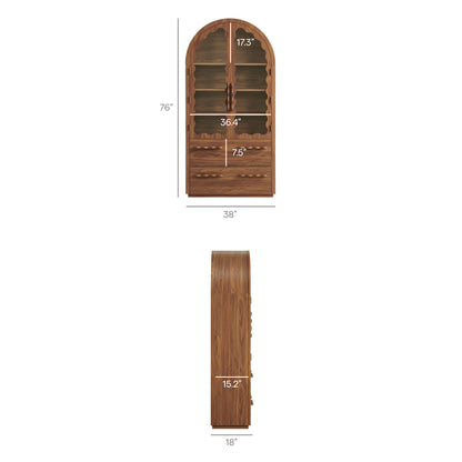 Rory 76 Inch Arched Kitchen Pantry Display Cabinet by Furniture for America