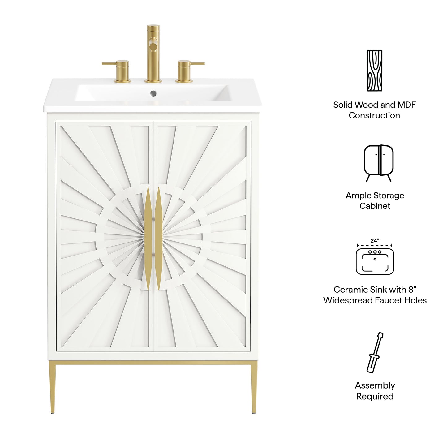 Briar 24" Bathroom Vanity in White White