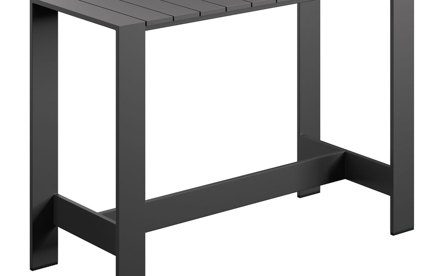 Aspen 59 Inch Rectangle Outdoor Patio Aluminum Bar Table in Gray