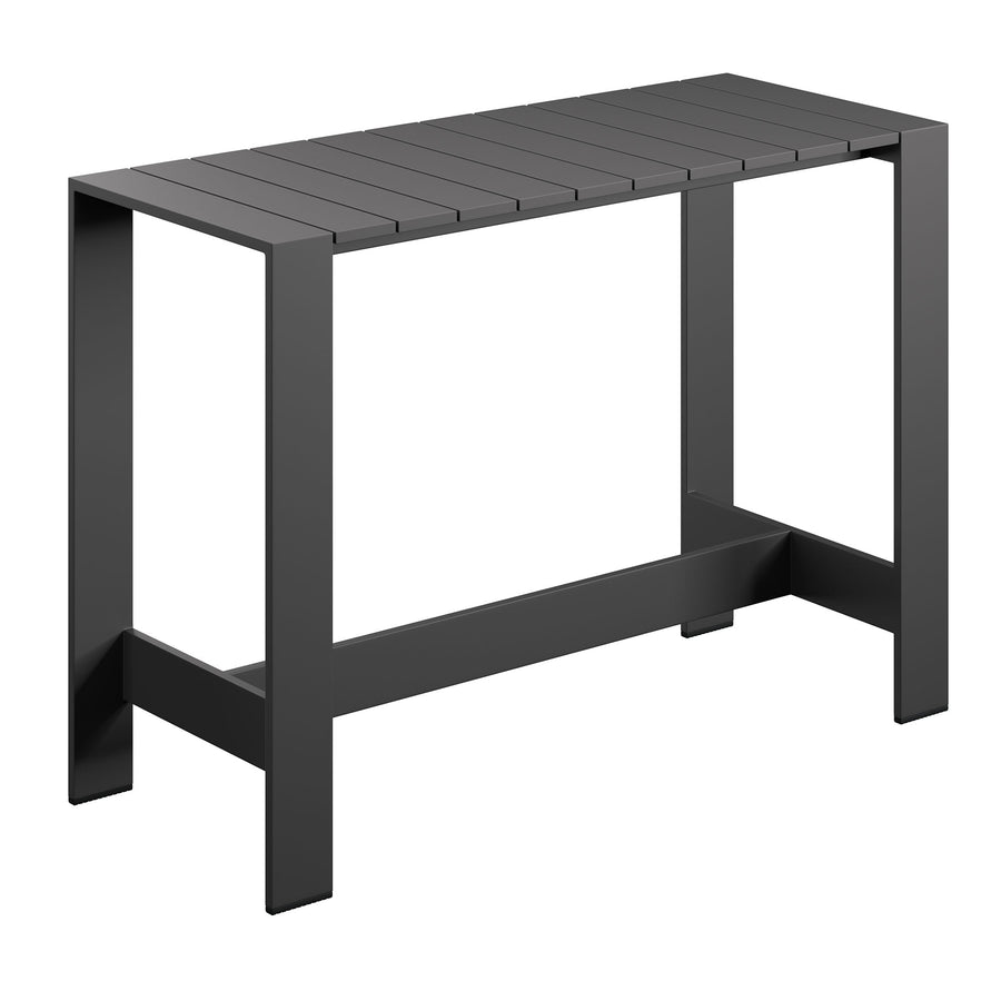 Aspen 59 Inch Rectangle Outdoor Patio Aluminum Bar Table in Gray
