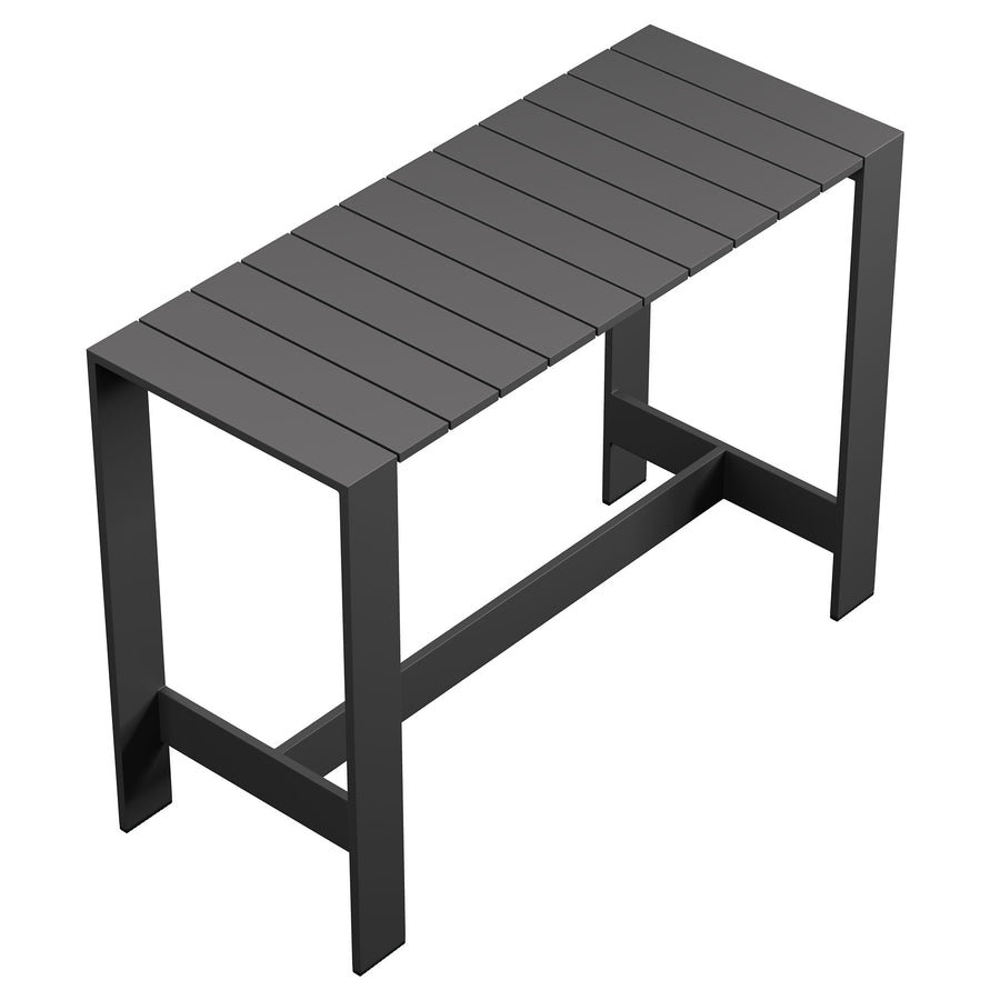Aspen 59 Inch Rectangle Outdoor Patio Aluminum Bar Table in Gray