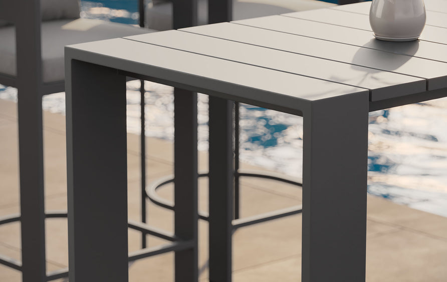 Aspen 59 Inch Rectangle Outdoor Patio Aluminum Bar Table in Gray