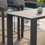 Aspen 59 Inch Rectangle Outdoor Patio Aluminum Bar Table in Gray