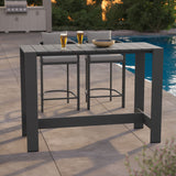 Aspen 59 Inch Rectangle Outdoor Patio Aluminum Bar Table in Gray