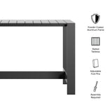 Aspen 59 Inch Rectangle Outdoor Patio Aluminum Bar Table in Gray