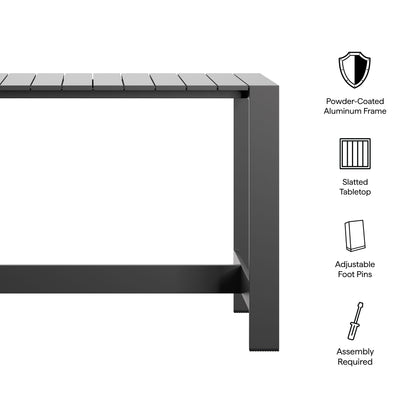 Tahoe 59 Inch Rectangle Outdoor Patio Aluminum Bar Table by Furniture for America
