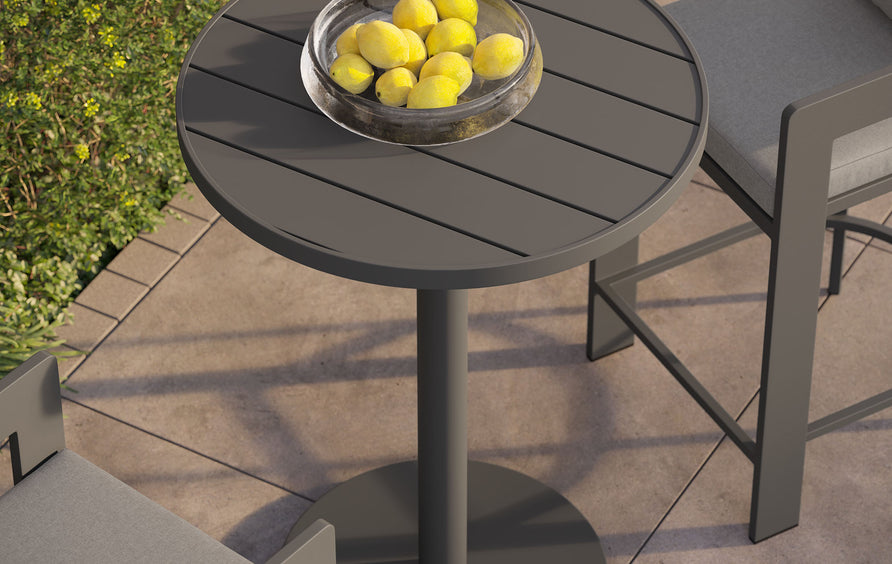 Aspen 31 Inch Round Outdoor Patio Aluminum Bar Table in Gray