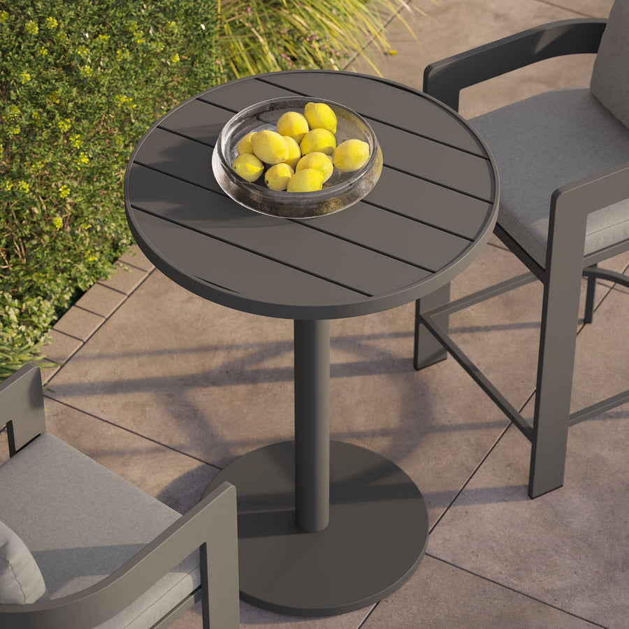 Aspen 31 Inch Round Outdoor Patio Aluminum Bar Table in Gray