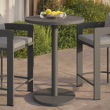 Aspen 31 Inch Round Outdoor Patio Aluminum Bar Table in Gray