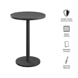 Aspen 31 Inch Round Outdoor Patio Aluminum Bar Table in Gray