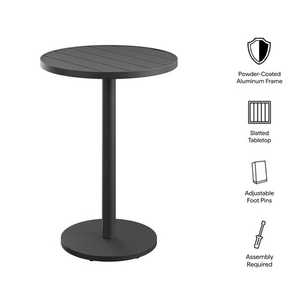 Tahoe 31 Inch Round Outdoor Patio Aluminum Bar Table in Gray
