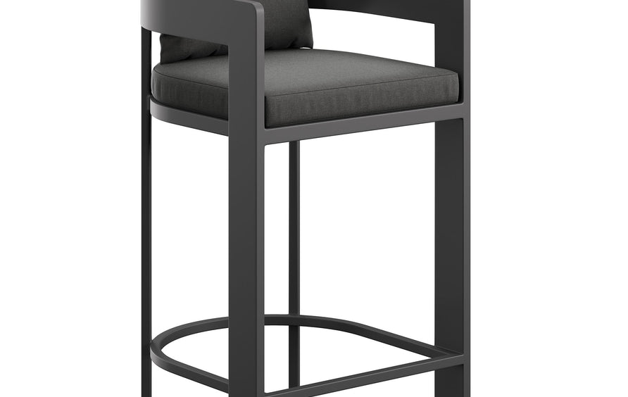 Aspen Outdoor Patio Patio Aluminum Bar Chair in Charcoal