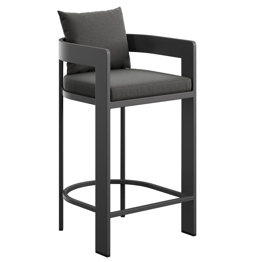 Aspen Outdoor Patio Patio Aluminum Bar Chair in Charcoal