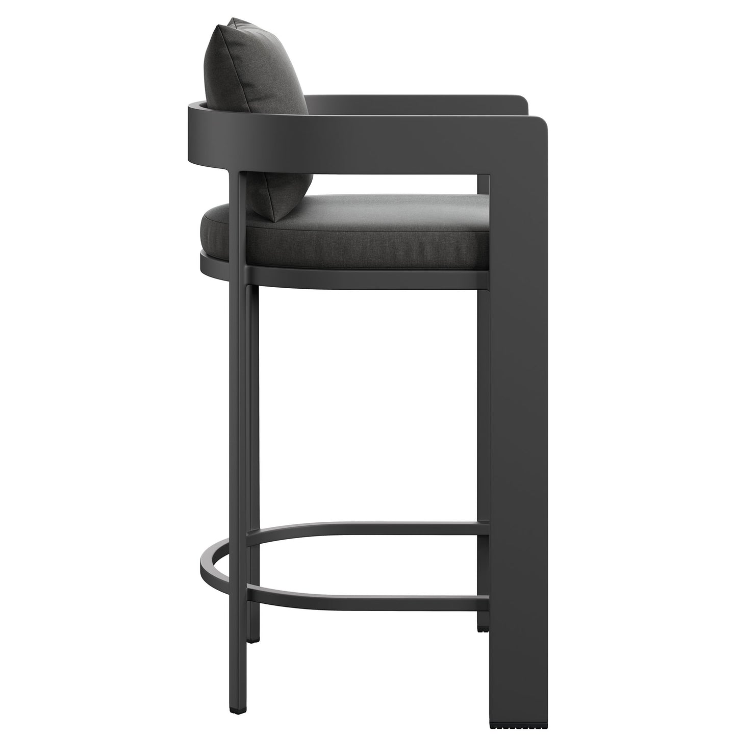 Aspen Outdoor Patio Patio Aluminum Bar Chair in Charcoal